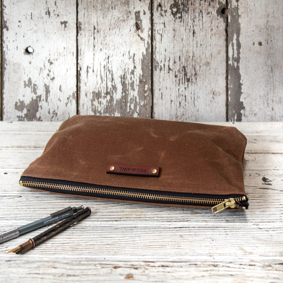 Waxed Canvas Pouch, Pencil Case, Zipper Pouch, Pen Case by Peg and Awl  Scribbler Pouch 