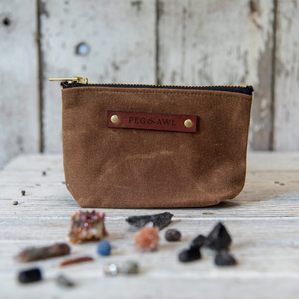 Waxed canvas small pouch / small zipper pouch / coin purse