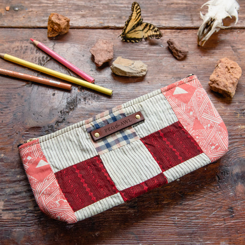 Scholar Pouch with Late 1800s Quilt: Amelia No. 5