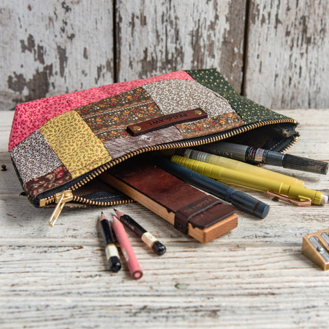 Scholar Pouch with Early 1900s Unfinished Quilt: Mabel No. 2