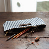 Scholar Pouch with Vintage Ticking: Nan