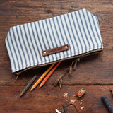 Scholar Pouch with Vintage Ticking: Nan