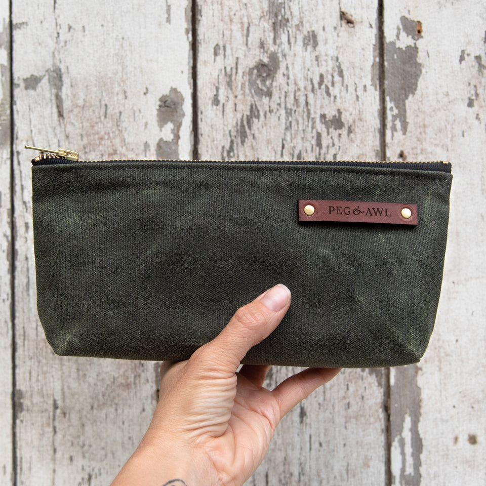 Waxed Canvas Zipper Pouch, Pencil Case, Purse Organization by Peg and Awl |  Keeper Pouch
