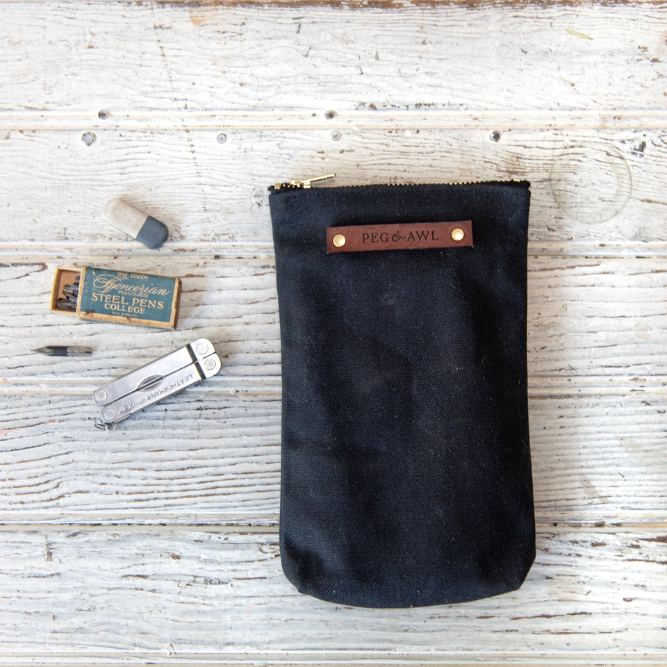 Waxed Canvas Pouch, Pencil Case, Zipper Pouch, Pen Case by Peg and Awl  Scribbler Pouch 