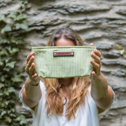 Essentials Pouch with Early 1900s Scrap Textile: Grass