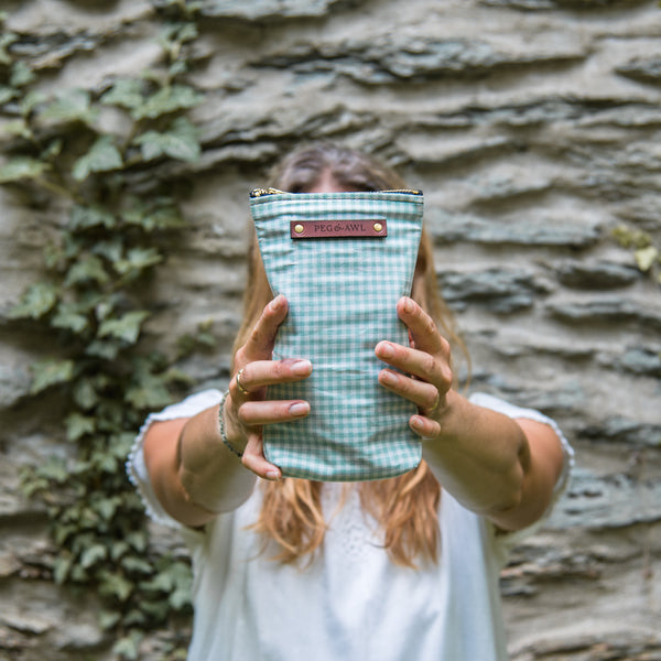 Scribbler Pouch with 1950s Deadstock Textile: Chrysocolla