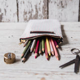 Scribbler Pouch with mid-1900s Feed Sack Textile: Taffy