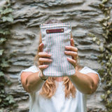 Scribbler Pouch with mid-1900s Feed Sack Textile: Taffy