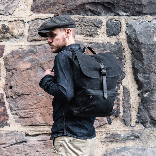 Leather & Waxed Canvas Backpack, Work Backpack