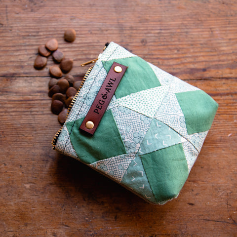 Custom Pouch with Antique Hand-Stitched Quilt Block: Saoirse