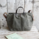 Worn Waxed Canvas Tote with Antique Leather and Zipper | Spice
