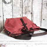 Worn Waxed Canvas Tote with Antique Leather and Zipper | Spice