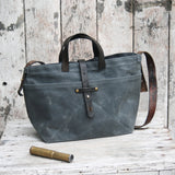 Worn Waxed Canvas Tote with Antique Leather | Coal #1