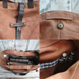 Worn Waxed Canvas Tote with Antique Leather and Zipper | Moss