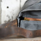 Worn Waxed Canvas Tote with Antique Leather and Zipper | Spice