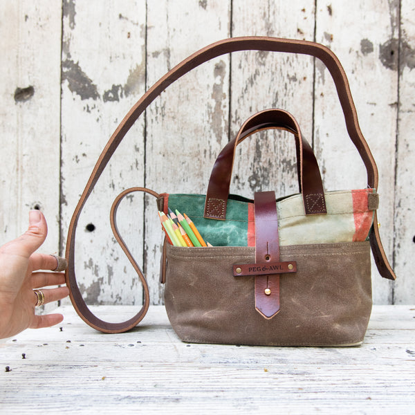 Mini Tote with Vintage Canvas: Leopold