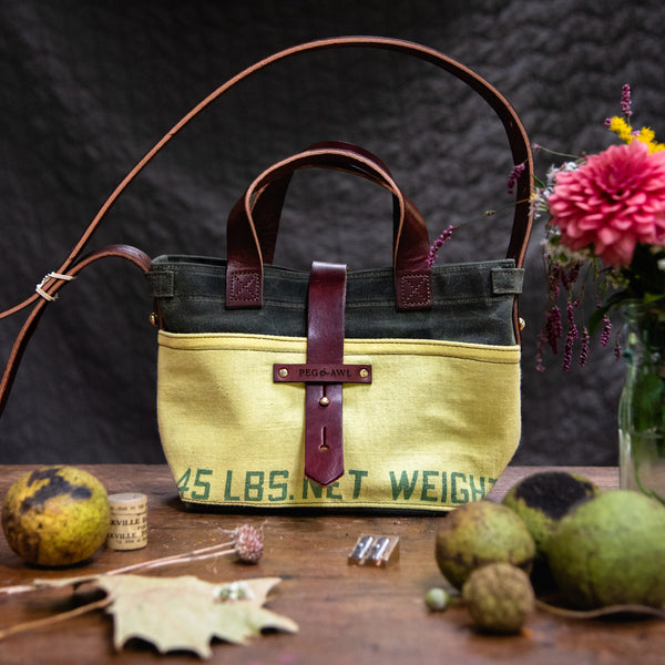 Mini Tote with Vintage Canvas: 45 lbs
