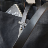 All Black Waxed Canvas Tote by Peg and Awl