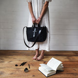 All Black Waxed Canvas Tote by Peg and Awl
