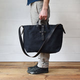 All Black Waxed Canvas Tote by Peg and Awl