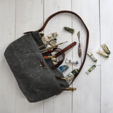 Large Waxed Canvas Tote without Zipper