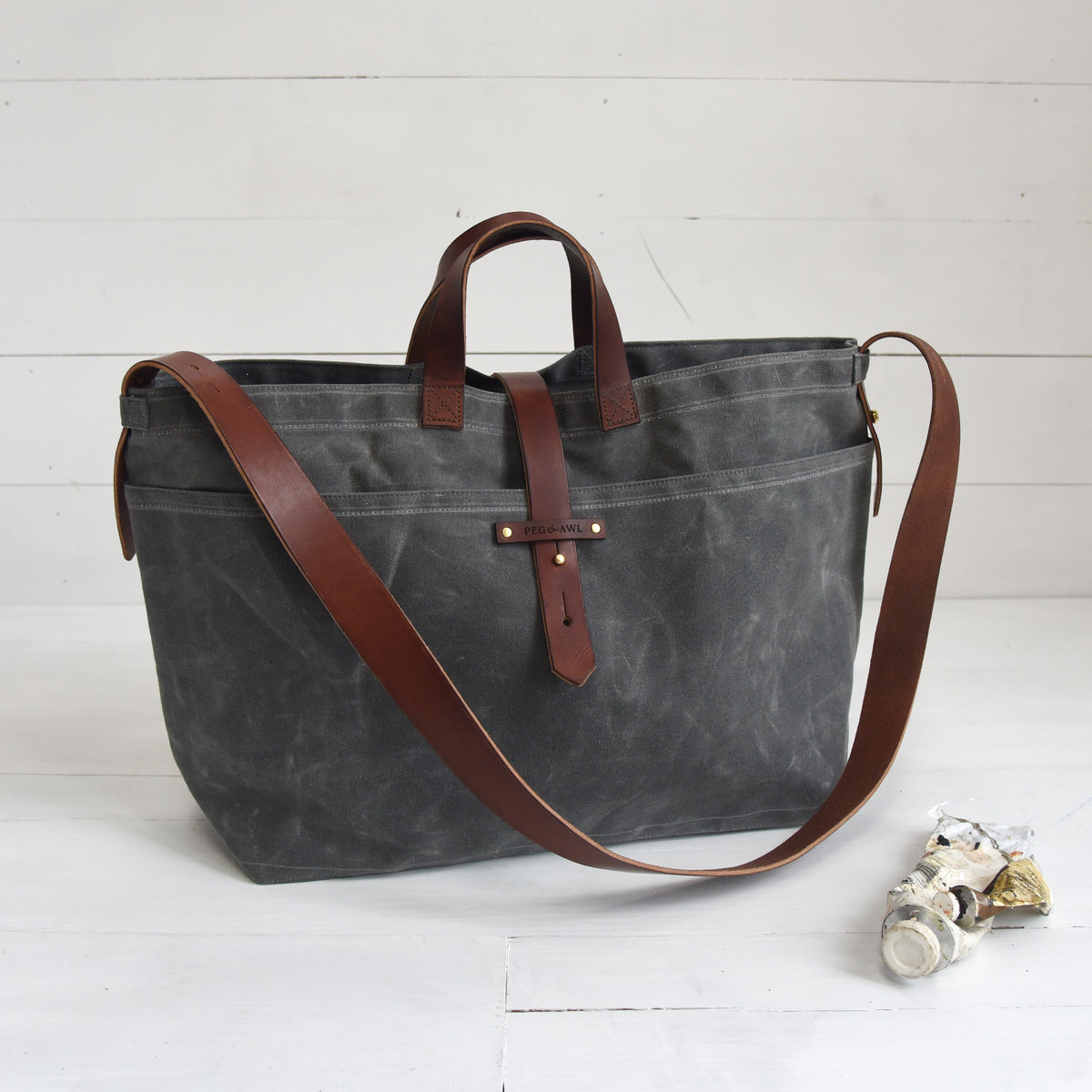 Large Waxed Canvas Tote – Peg and Awl