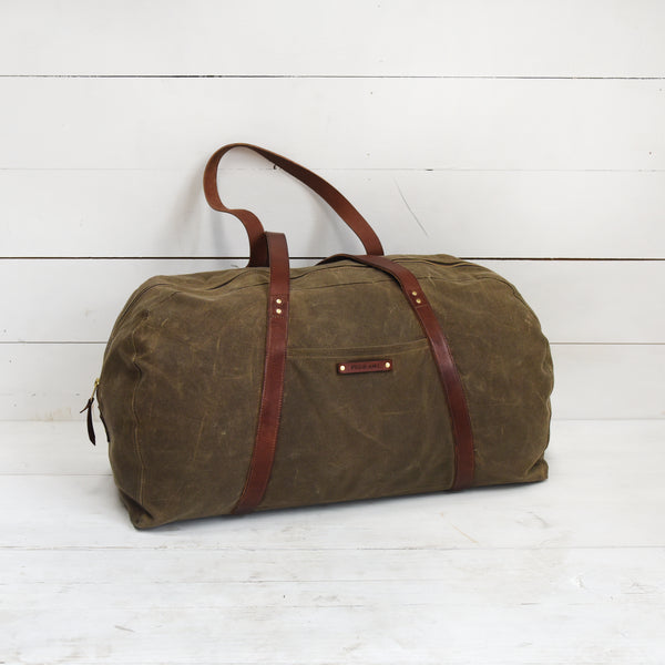 Canvas and Leather Weekender, Laser Engraved